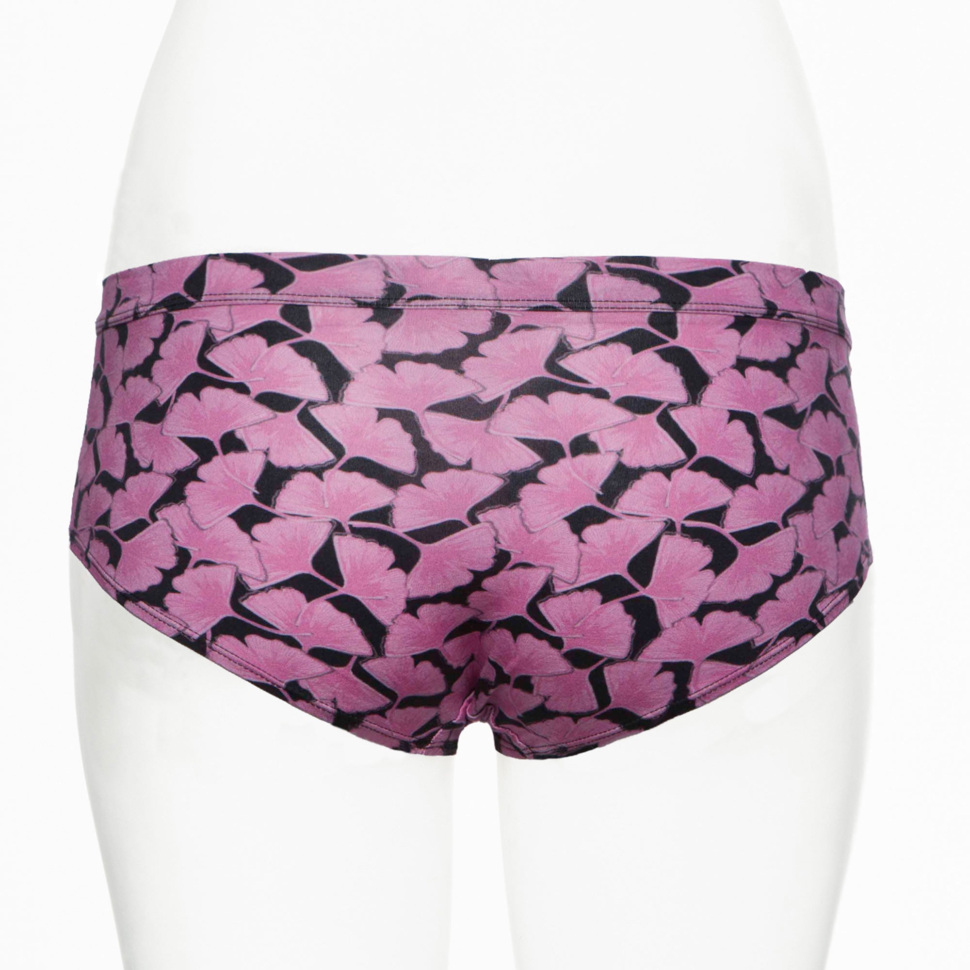 Ruby Limes insulin pump panty with Pink Ginkgo pattern back view